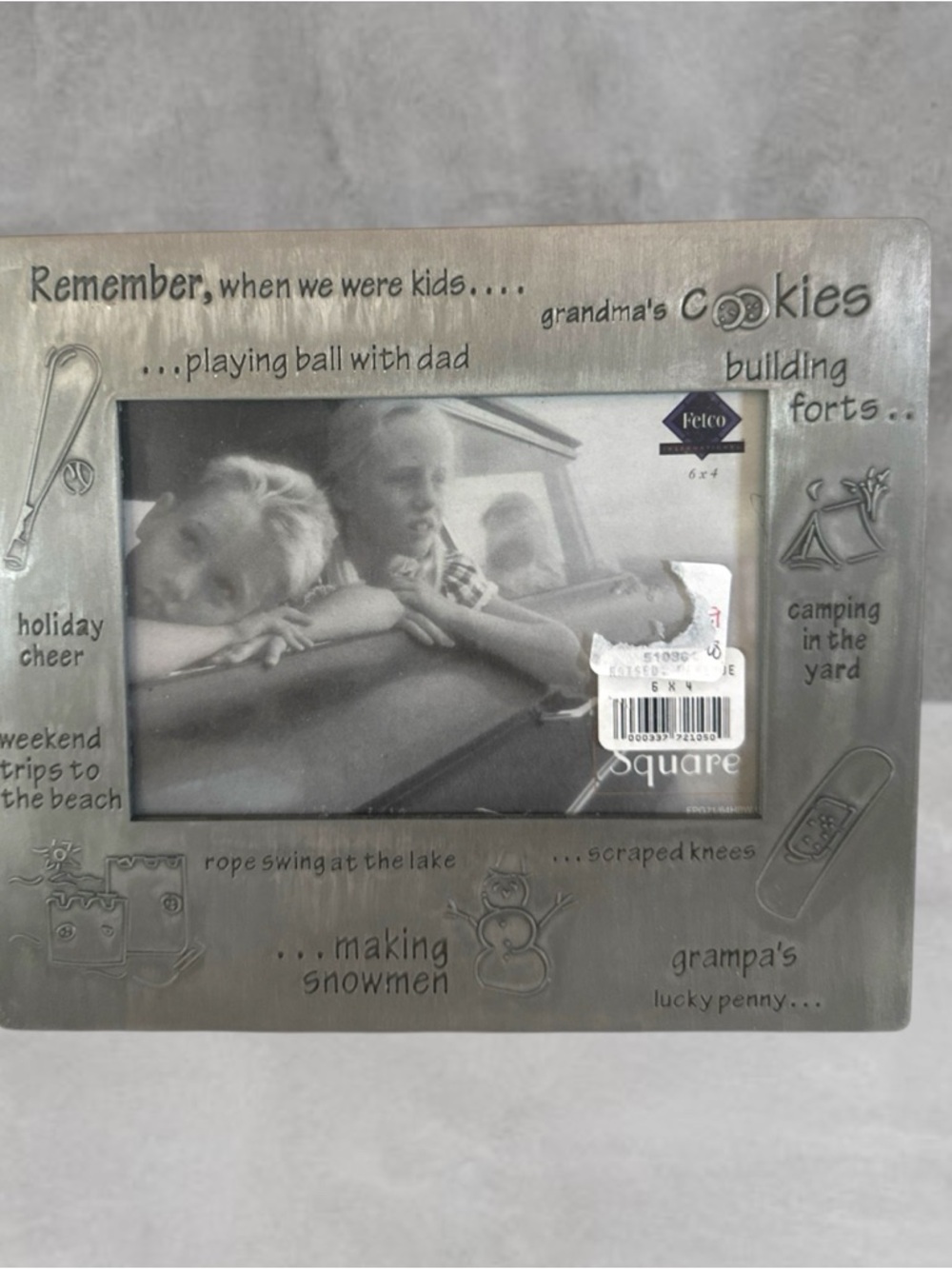 Fetco PEWTER REMEMBER WHEN WE WERE KIDS Picture Frame 4X6 NEW